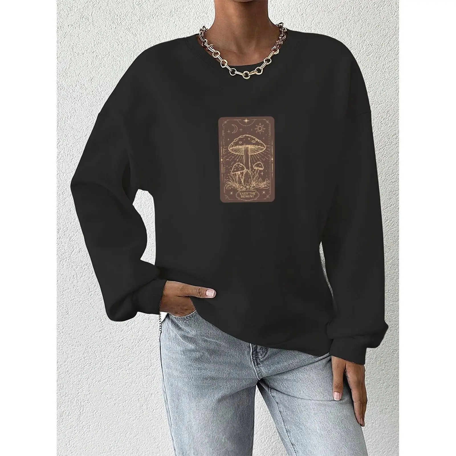Women's Sweater Round Neck Sweatshirts Velvet Winter Casual Printed Pattern Boho Print Pullovers Autumn Woman Clothes 2025
