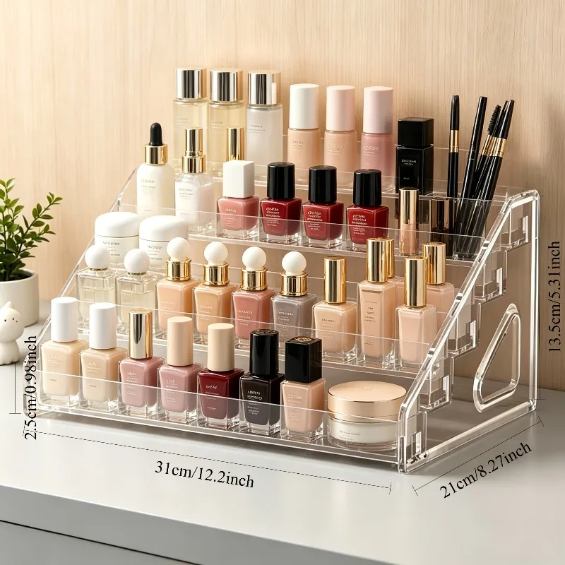 5-Tier Clear Acrylic Display Stand, Minimalist Organizer for Cosmetics & Skin Care
