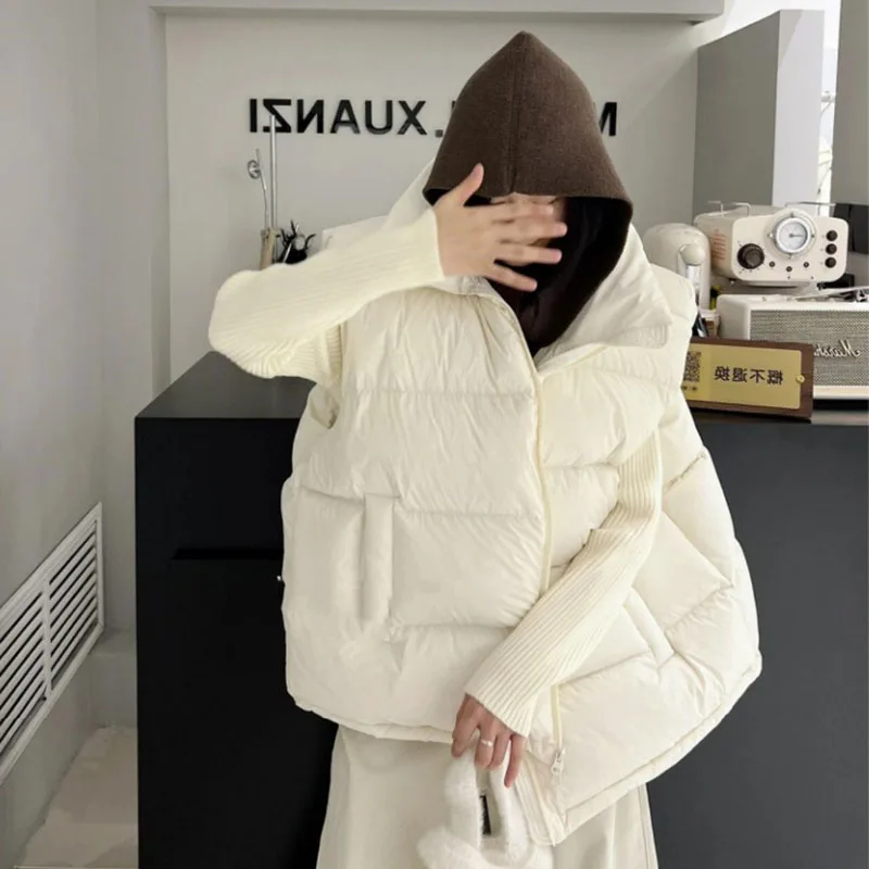 2025 New Stand Collar Thickened High Quality Down Women's Waistcoat Winter Casual Solid Color Warm 90 White Duck Down Vest H632