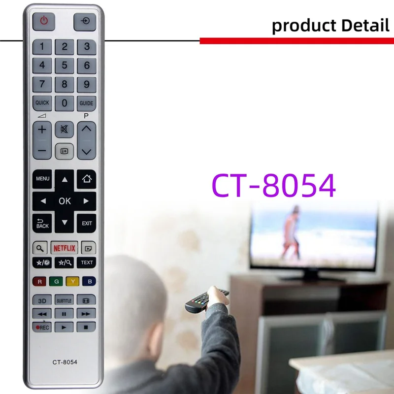 CT-8054 원격 제어 실버 원격 제어 ABS 원격 제어 교체 컨트롤러 TOSHIBA TV CT8054 55S3653DB