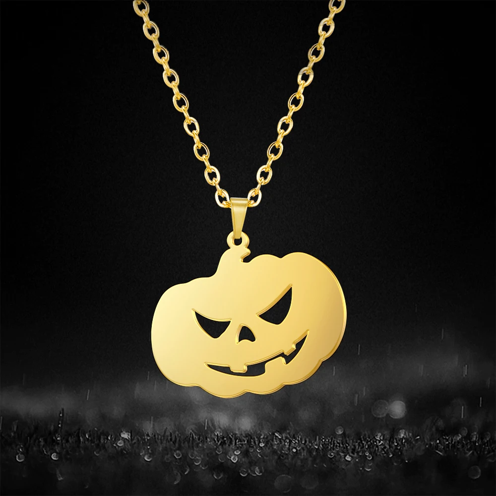 

Amaxer Stainless Steel Necklaces Halloween Pumpkin Pendant Chain Punk Gothic Necklace For Women Men Jewelry Party Gifts