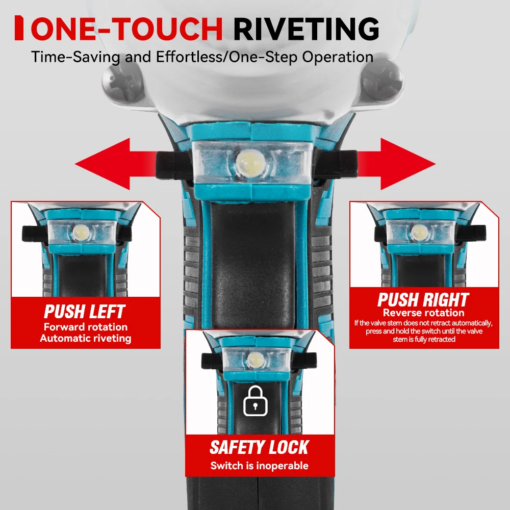 ONEVAN 25000N Bezszczotkowa Elektryczna Nitownica 588N.M 2.4-5.0mm Akumulatorowa Przenośna Wiertarka Nitownicza Narzędzie Elektryczne Do Akumulatorów Makita