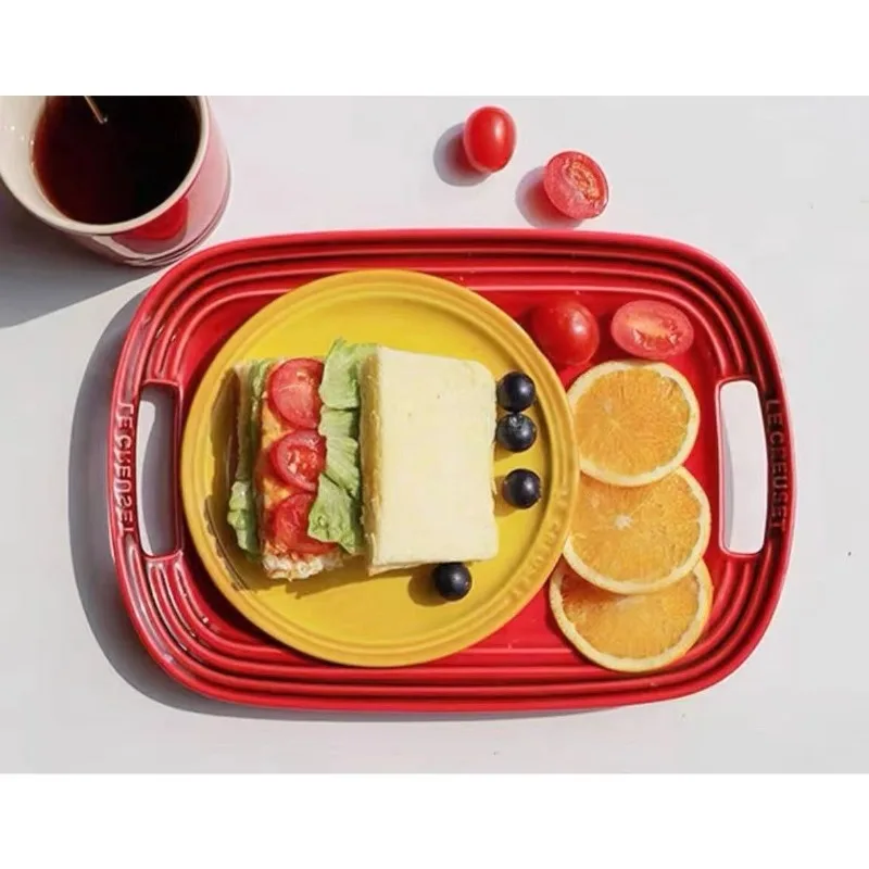 Ceramic Handled Serving Tray, Perfect Housewarming Gift for Home Decor & Kitchen Lovers