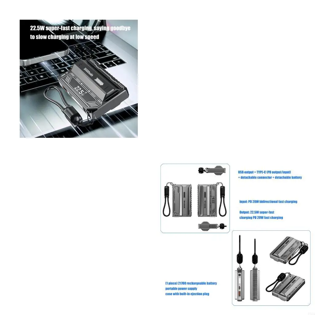 193A Replaceable Mobile Power Empty Case for 21700 Battery Portable Design Mecha
