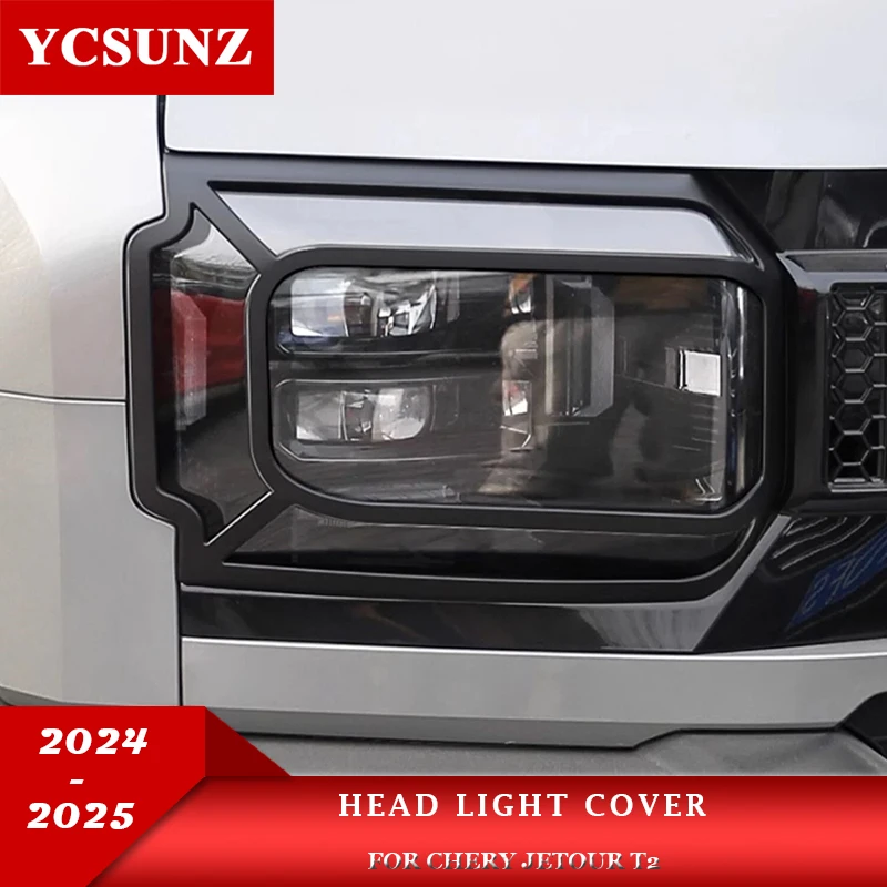 

Matte Black Head light Cover Fit For Chery Jetour Traveller T2 2024 2025 Front Lamp Decoration Car Accessories