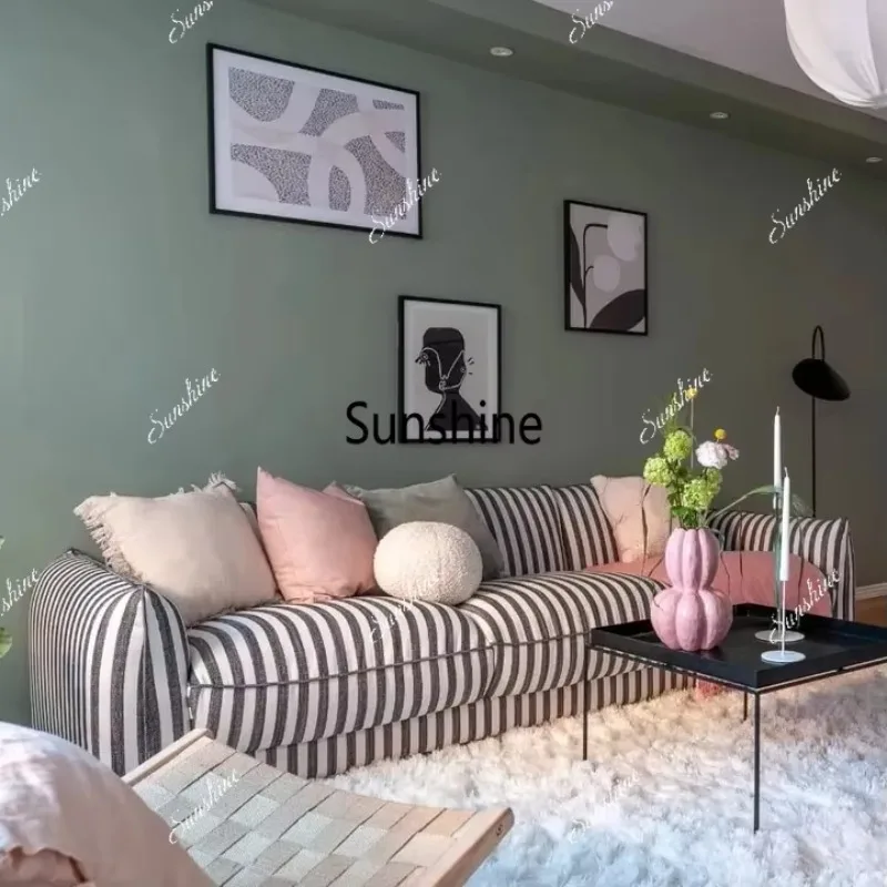 Fabric sofa: A light luxury vertical row sofa for small living room apartmentsTJ