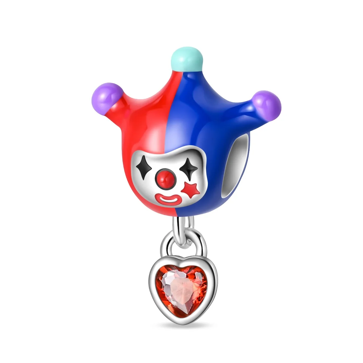 Red Blue Clown Red Heart Fit Original 925 Charms Bracelet Beads Joy Laughter Fun Whimsical Jewelry Gifts for Women