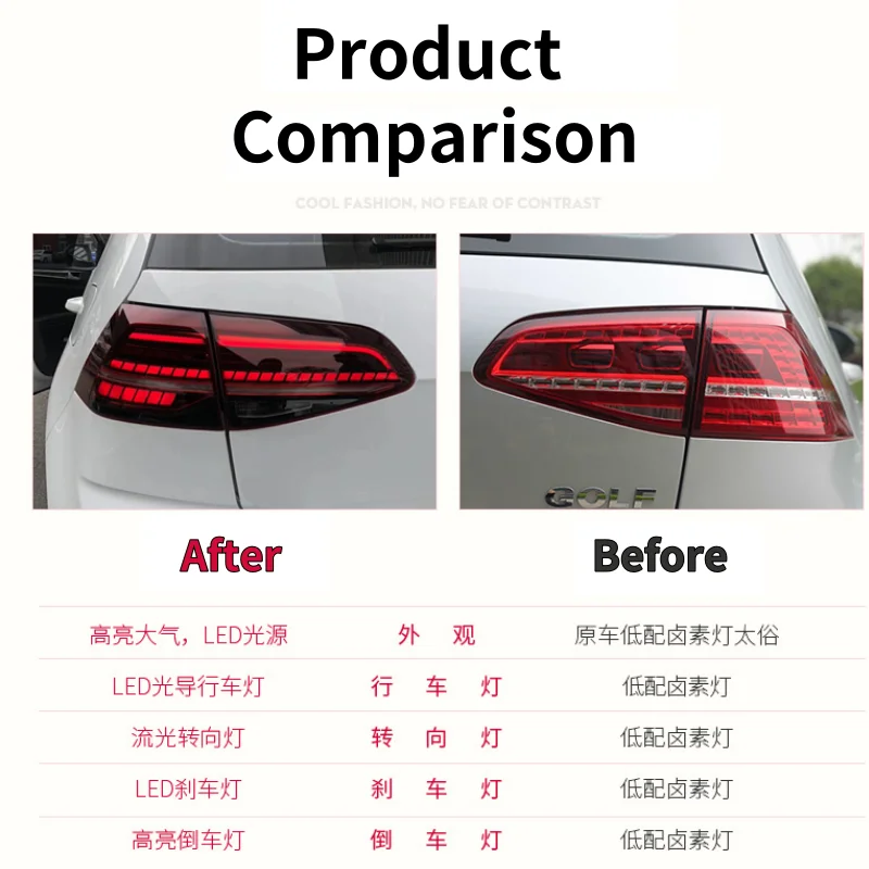 Car Tail Lights for Golf 7 2013-2017 Upgrade to Golf 7.5 Rear Fog Brake Turn Signal Tail Lamp Automotive Accessories