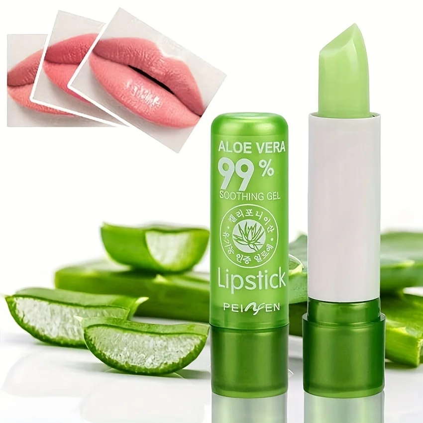 Aloe Vera Lip Balm, Moisturizing Waterproof Anti-dryness Lip Lotion, Temperature-sensitive Color-changing Lipstick