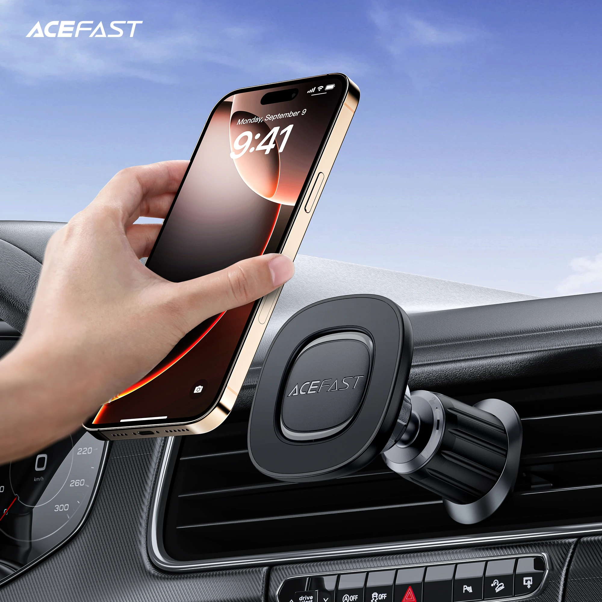

Универсальный магнитный держатель для телефона ACEFAST в автомобиле для iPhone 16, 15, вращающийся на 360 градусов зажим для Samsung S23 S24 S25