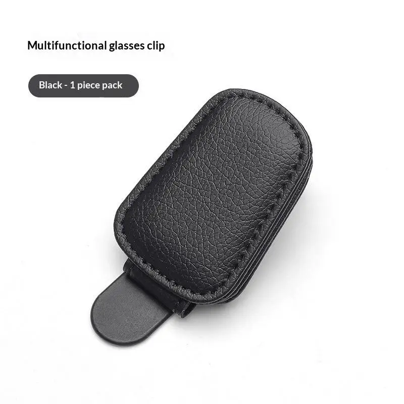 Car Sunglasses Clip Leather Eyeglass Holder Magnetic Closure Sun Visor Mount Universal Multicolor For Car Interior Storage