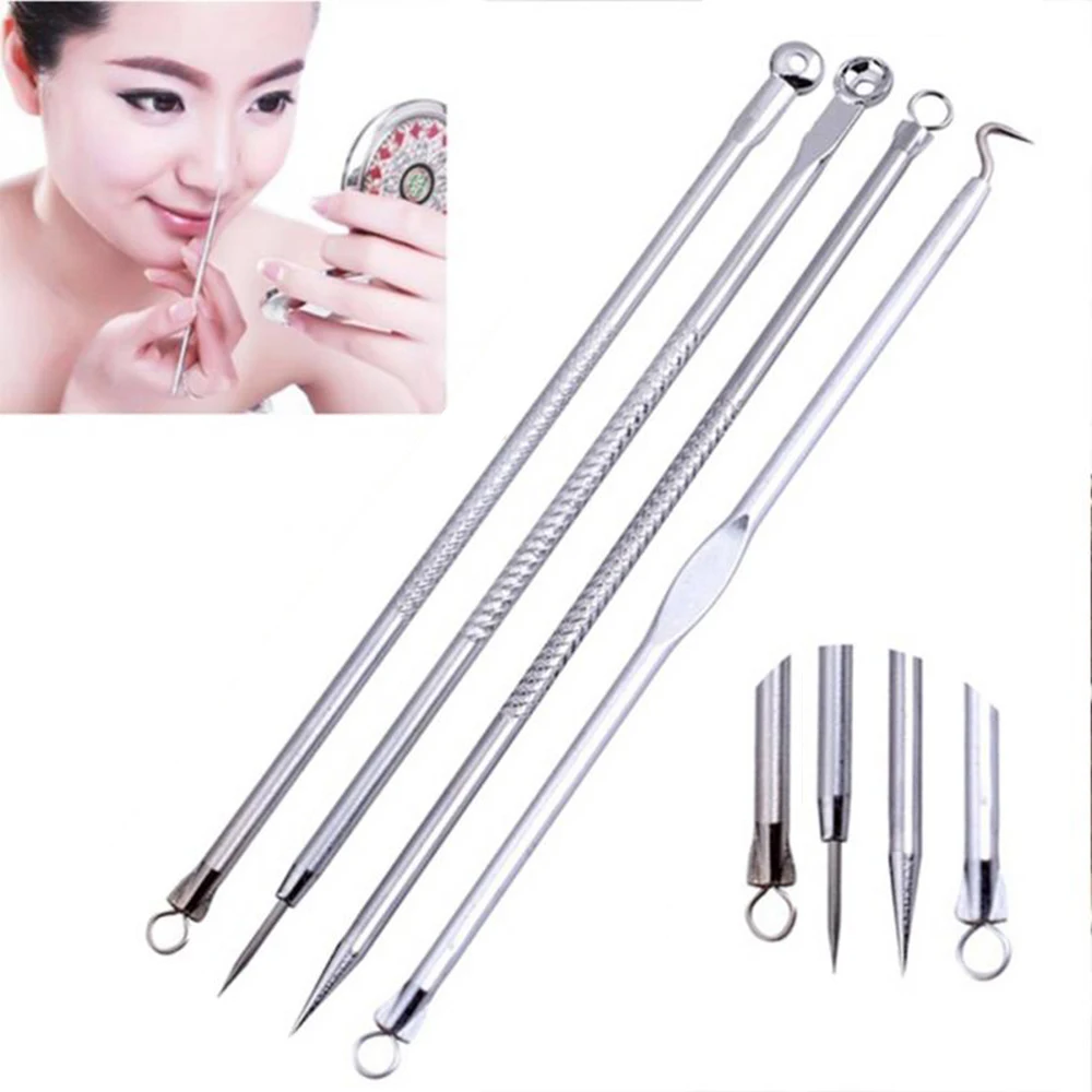 4PCS/set Acne Blackhead Removal Needles Black Dots Cleaner Black Head Pore Cleaner Deep Cleansing Tool Face Skin Care Tool