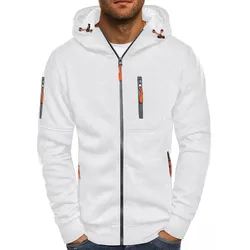 Men Casual Long Sleeve Zip Up Hoodies Tops Jacket Sports Fitness Gym Running Casual Pullover Tops Hooded Sweatshirt Coat Outwear