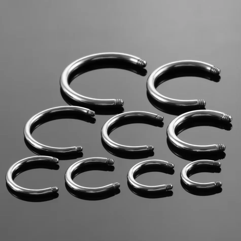 50Pcs G23 Titanium Curved&Circular&Straight Barbell Part Screw Thread Head 16g 14g For Lip Eyebrow Nose Earring Piercing Jewelry