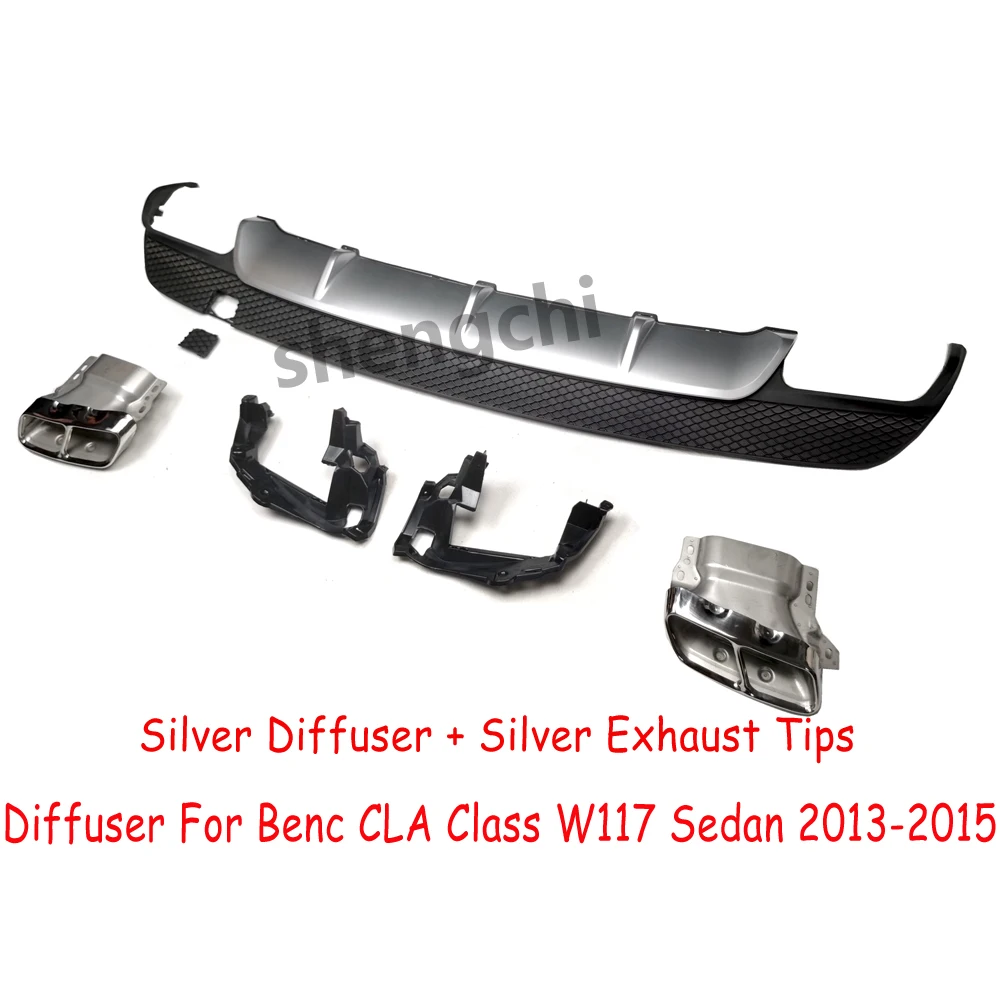 W117 Rear Bumper Diffuser & Exhaust Tips for Mercedes Benz CLA Class W117 CLA180 CLA200 CLA250 CLA220 CLA45 AMG Sport 2013-2015