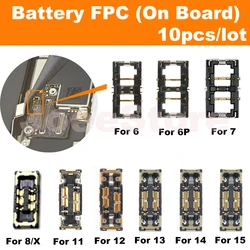 10pcs FPC Battery Connector For iphone 15 14 13 12 11 Pro Max X XS XR 8 7 6S 6 Plus Inner FPC On Board Clip Plug Flex Cable