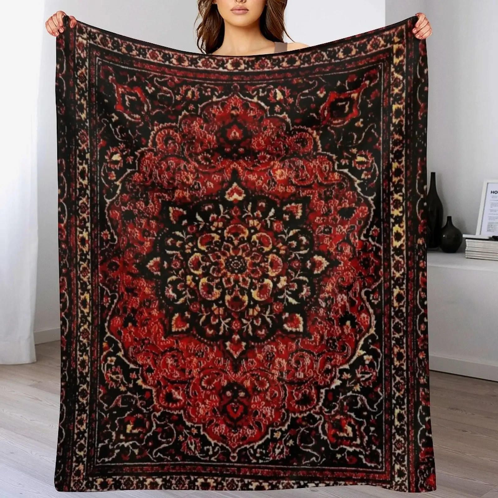 

Persian carpet look in rose Throw Blanket Luxurious Soft Blanket Holiday Gift for Family