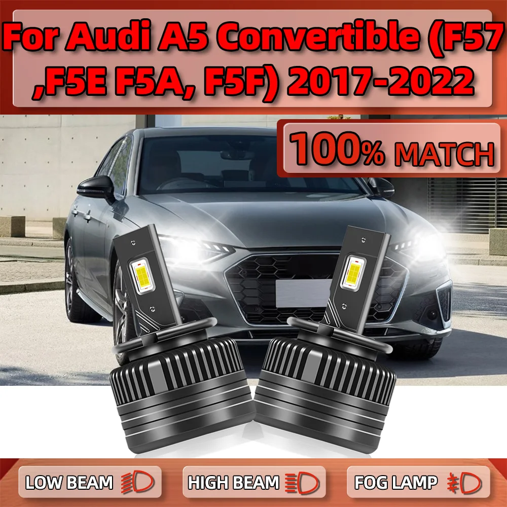 LED Headlights Bulbs 25000LM Super Bright D5S HID Xenon Headlamp 12V For Audi A5 Convertible (F57, F5E F5A, F5F) 2017-2021 2022