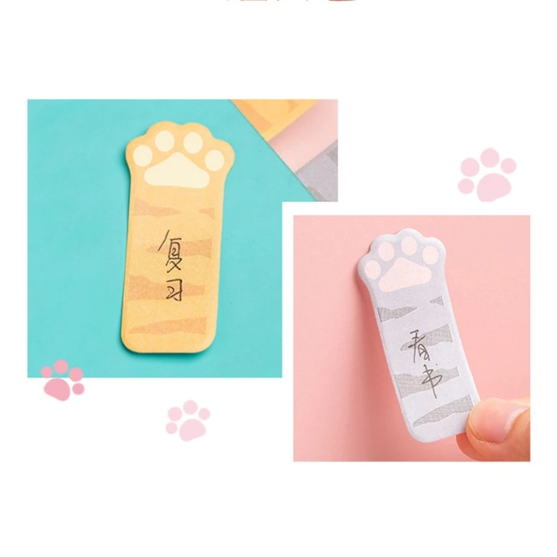 Cute Sticky Notes, Animal Cat Paw Self-Stick Notes Marker Cartoon Sticky Memo Pad Cute Shapes Marker Flags Tabs Supplies