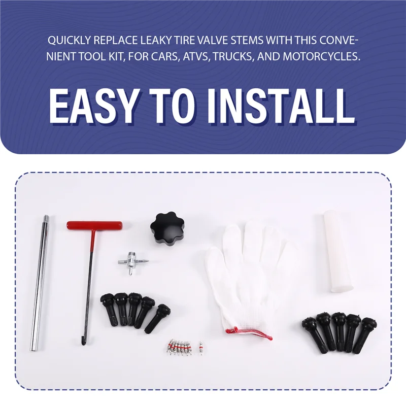 

A03Q-Набор инструментов для быстрой замены шин, стержень клапана, стержень клапана для TR413, набор инструментов для замены и установки клапана