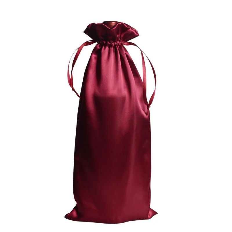 10 Stück/Charge 15 x 35 cm Satintasche mit Kordelzug, Rotweinbeutel, Champagner-Verpackung, Hochzeit, Party, Weihnachtsdekoration, Aufbewahrungstasche – Detail 5