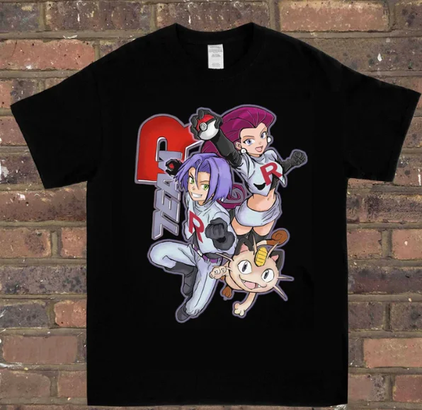 Neueste klassische Pokémon-Charaktere für Erwachsene und Kinder, Joey Junsha Rockets Retro Anime Lose Baumwoll-Kreativ-Kurzarmshirts – Detail 11