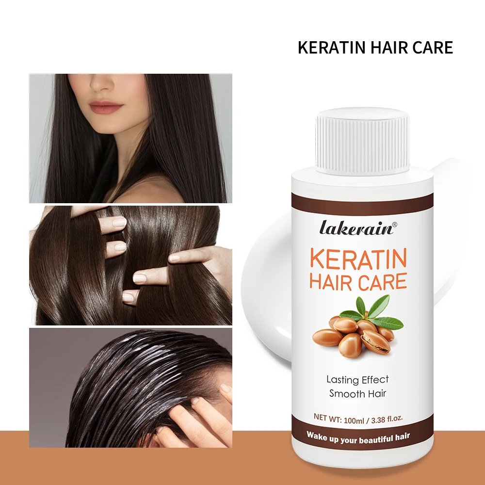 Keratin Hair Care Straight Hair Long-Lasting Results Shiny Hair Keratin Repair 100Ml Anti-Frizz Straighter Smoother