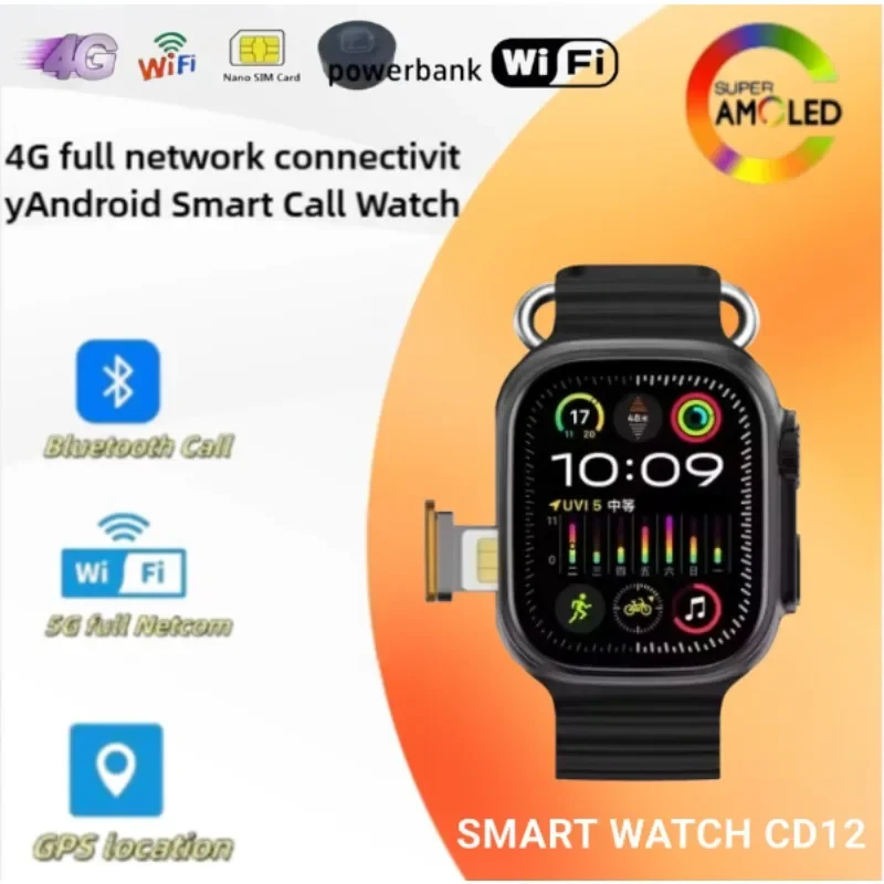 

Новинка 2023 года, 4G All NetworkCD12, умные часы, Android, работающая S10, система GPS, карта Google Play, шагомер, трекер сна, SIM-карта