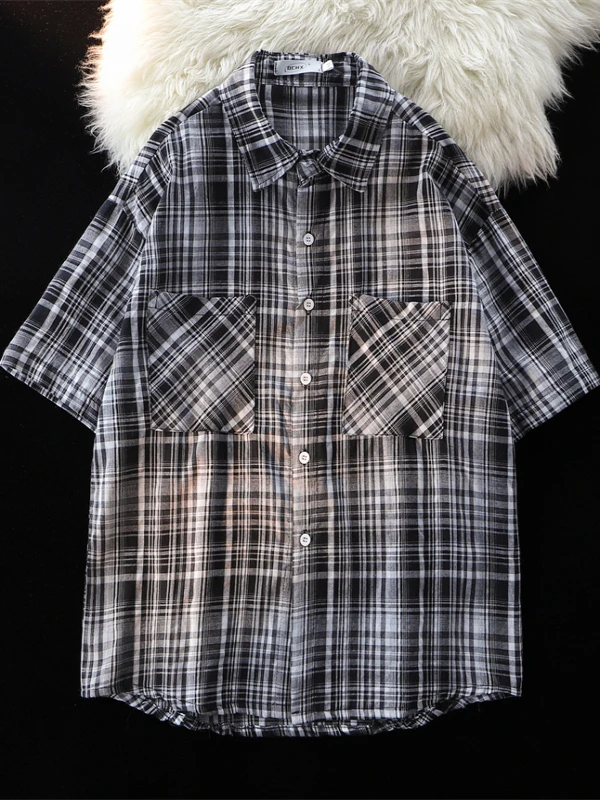 

Мужская летняя универсальная рубашка свободного кроя в американском стиле с двойной застежкой, повседневная, для работы, молодежная, стильная