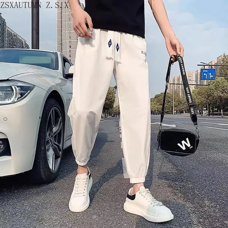 Pants Men Summer Loose Bundle Feet Trousers Fashion Brand Casual Nine-point Harlan Pants Harlan Korean Trend Sweatpants Solid