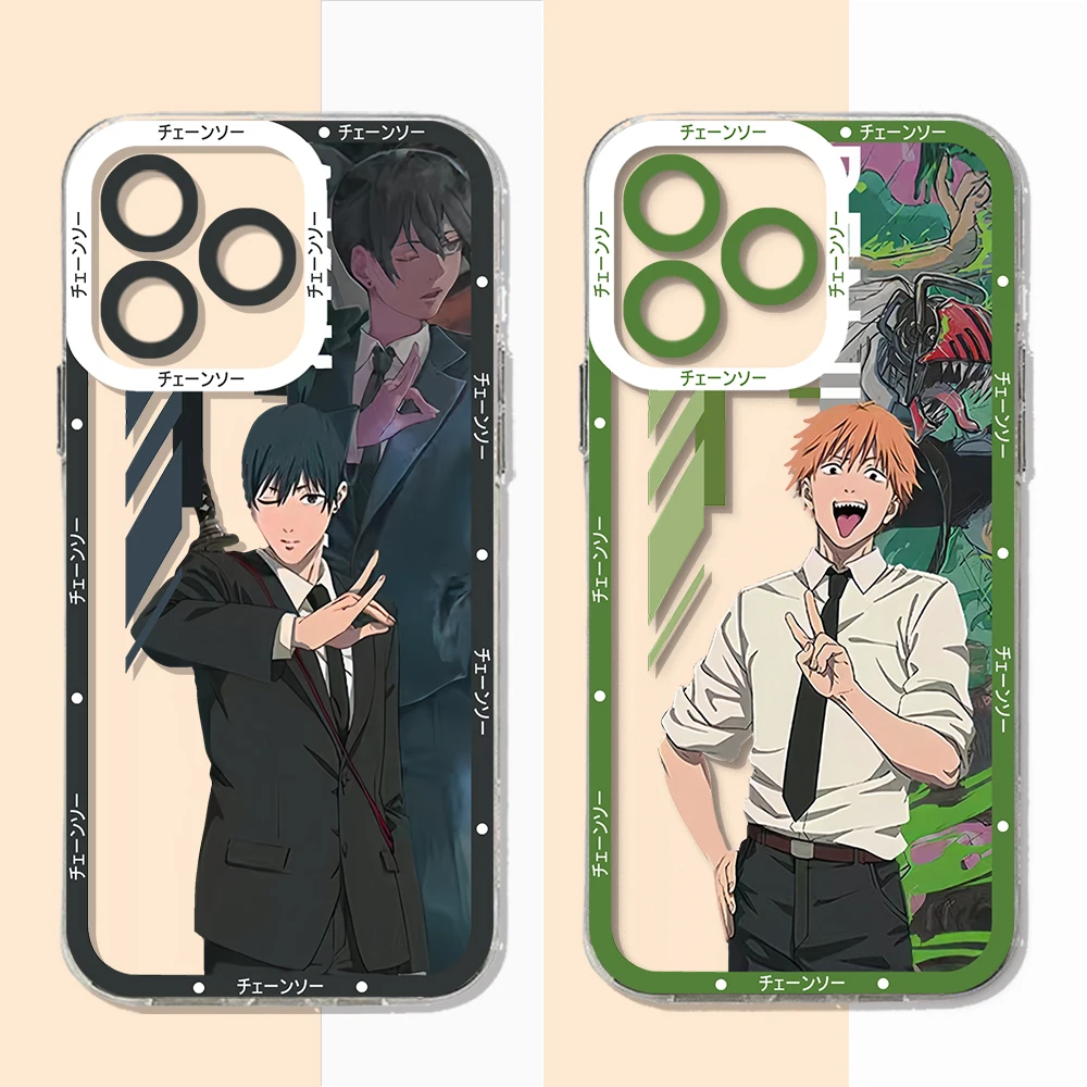 Motoseghe Mans Anime Makimas custodia per telefono per iPhone 15 14 13 12 Mini 11 Pro Max X XR 7 8 Plus Cover trasparente in Silicone morbido