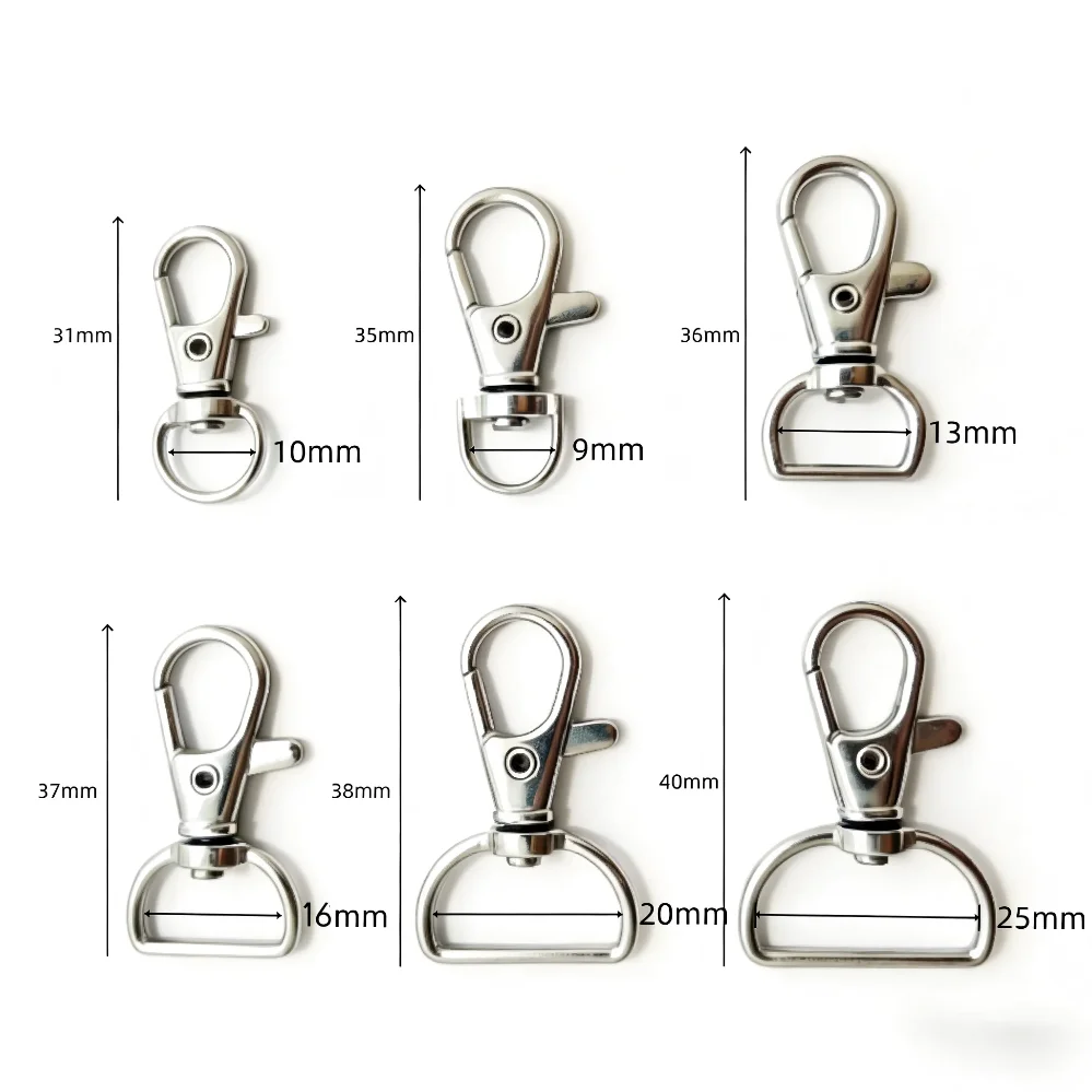 5-100 Pcs Metal Swivel Buckle Strap D-Ring Lanyard Spring Hook Lobster Claw Clasp Keychain Clip Hook for Key Ring Hand Sewing ﻿