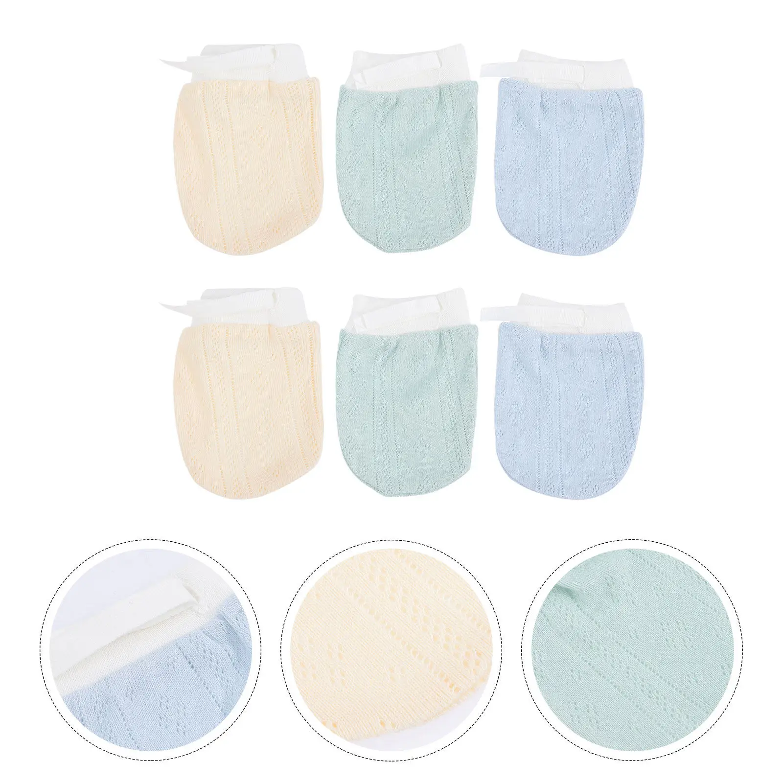 

3Pairs Anti Scratch Baby Mittens Newborn Gloves 0-6 Months Elastic Cuff Comfort Fit Prevent Thumb Sucking Finger Sucking Guard
