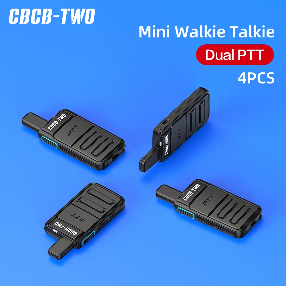 

CBCBTWO 4PCS Mini Walkie Talkie GT-911 Ultra-thin Two-way Radio Long Range Rechargable Portable Type C Charge Dual PTT For Hotel