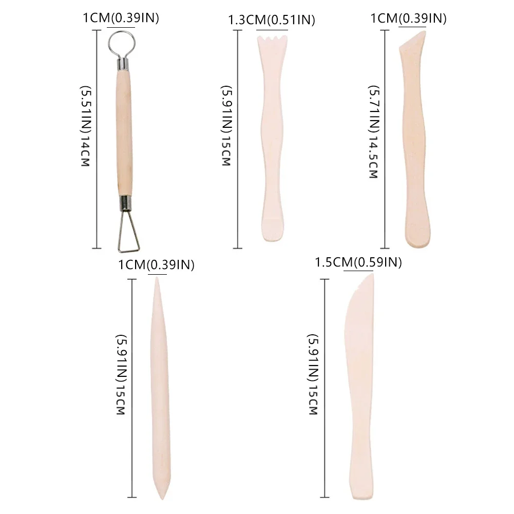 5PCS Clay Sculpting Tools Set Stainless Steel Shaping Pottery Modeling Sculpture Blade Tool Kit Carving Ceramic Hole Punch Wood