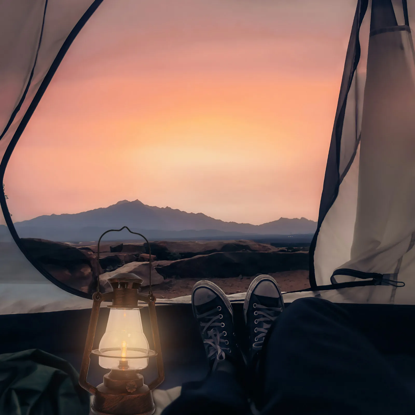 1pc-エミュレーション炎ランプポータブルキャンプランタンヴィンテージ照明装飾家庭用屋外点滅ライト耐久性