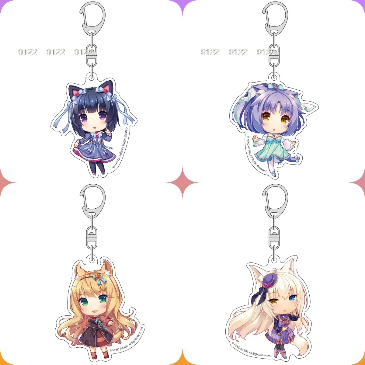 Game Nekopara 6cm Acrylic Keychain Model Characters Ornament Accessorie Christmas Collection Gifts