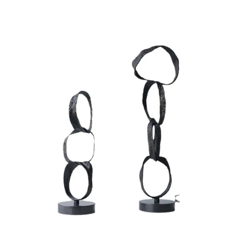 

Modern light luxury electroplated silver ring ornament model house living room sales office entrance coffee table desktop creati
