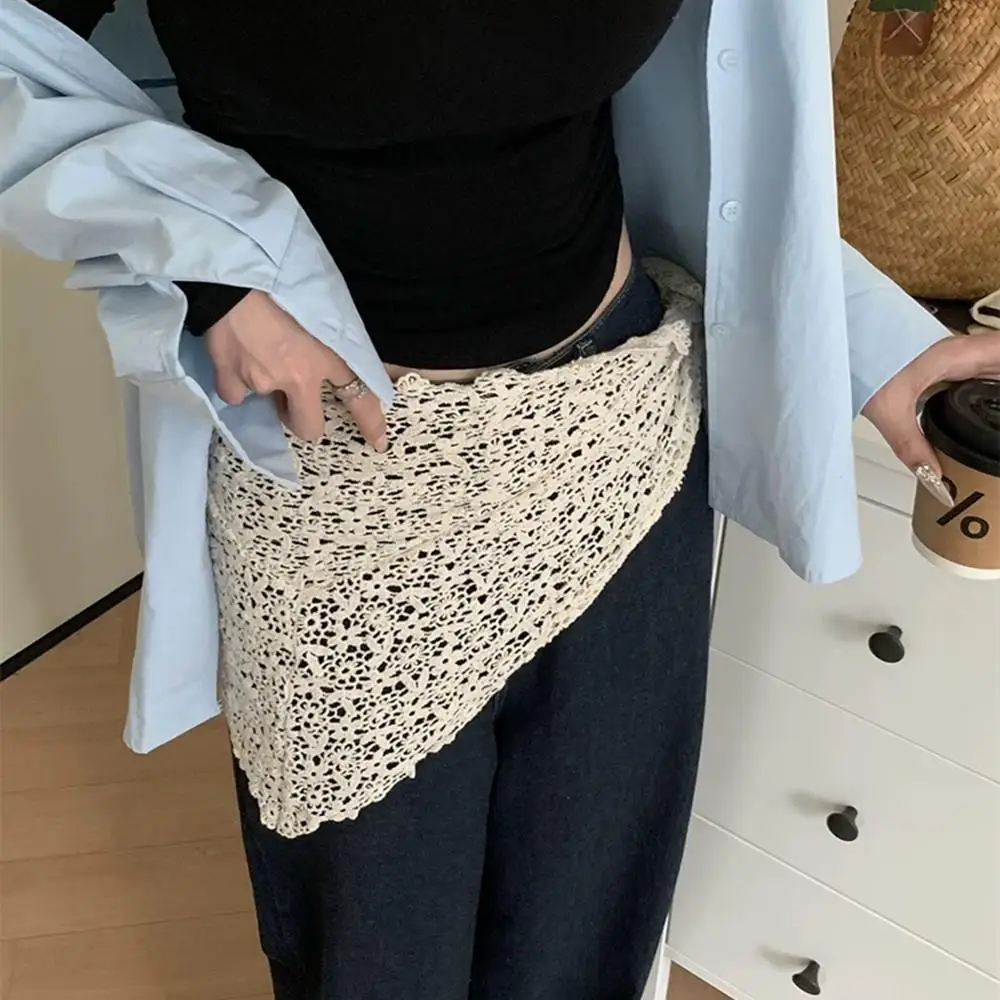 

Retro Lace Knitted Headscarf Korean Style Triangle Neckerchief Boho Waist Belt For Girls Summer Lace Bandana Hair Scarf Shawl