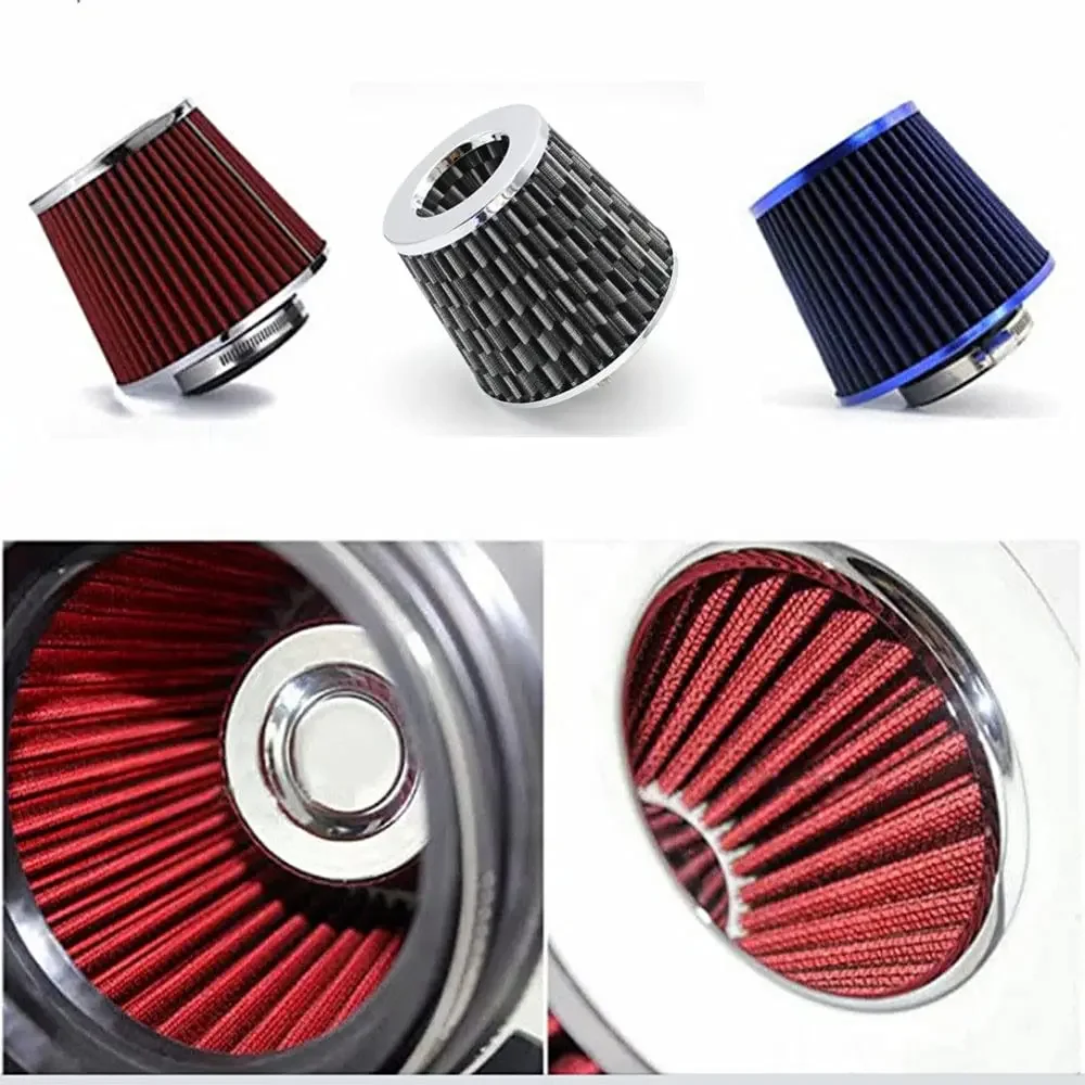 3 Inch76mmUniversal High Flow Cone Air Filter Cold Air Intake Induction Kit Sport Mesh Power Air Intake Car Modified Accessories