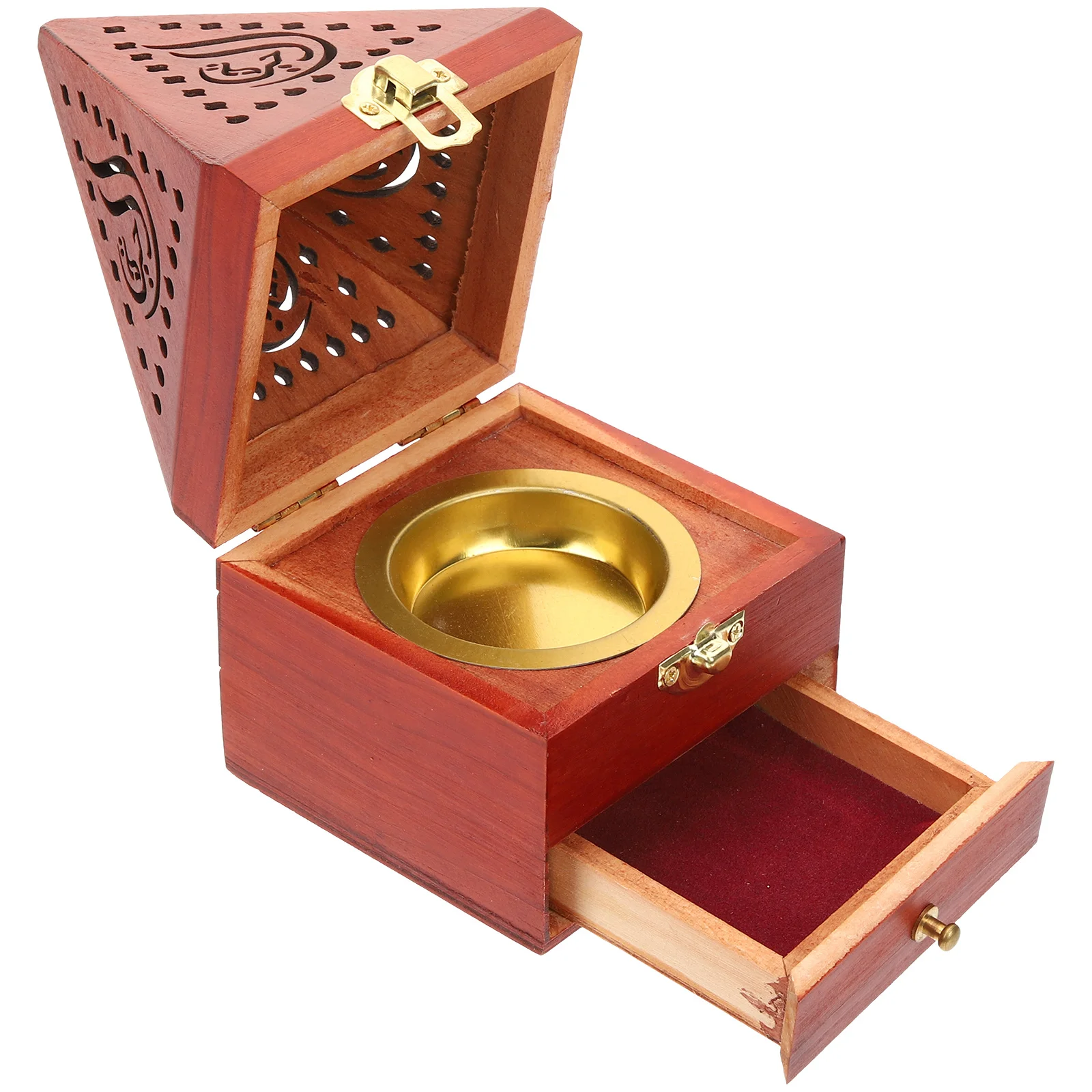 

Chinese Style Incense Burner Wooden Aromatherapy Box Vintage Home Decorative Censer For Incense Cones Storage Meditation