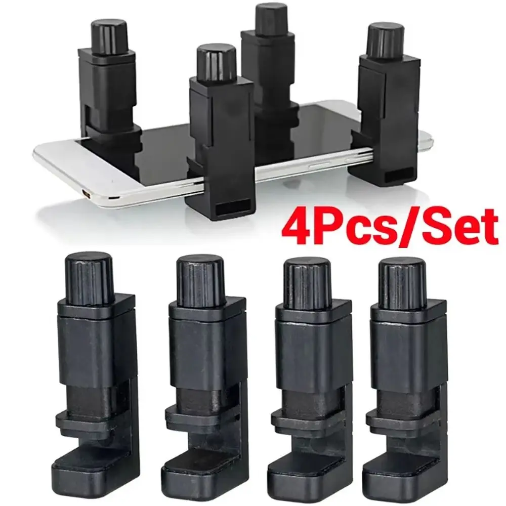 

4Pcs Display Screen Phone Fixture Clamp Adjustable Universal Mobile Phone Fixed Holder Black Repair Tools Fastening Clip