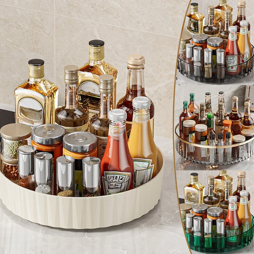 

1PC 360°Rotating Tray Spice Rack Pantry Cabinet Turntable with Base Kitchen Organizer Kitchen Accessories Cuisine Accessoires