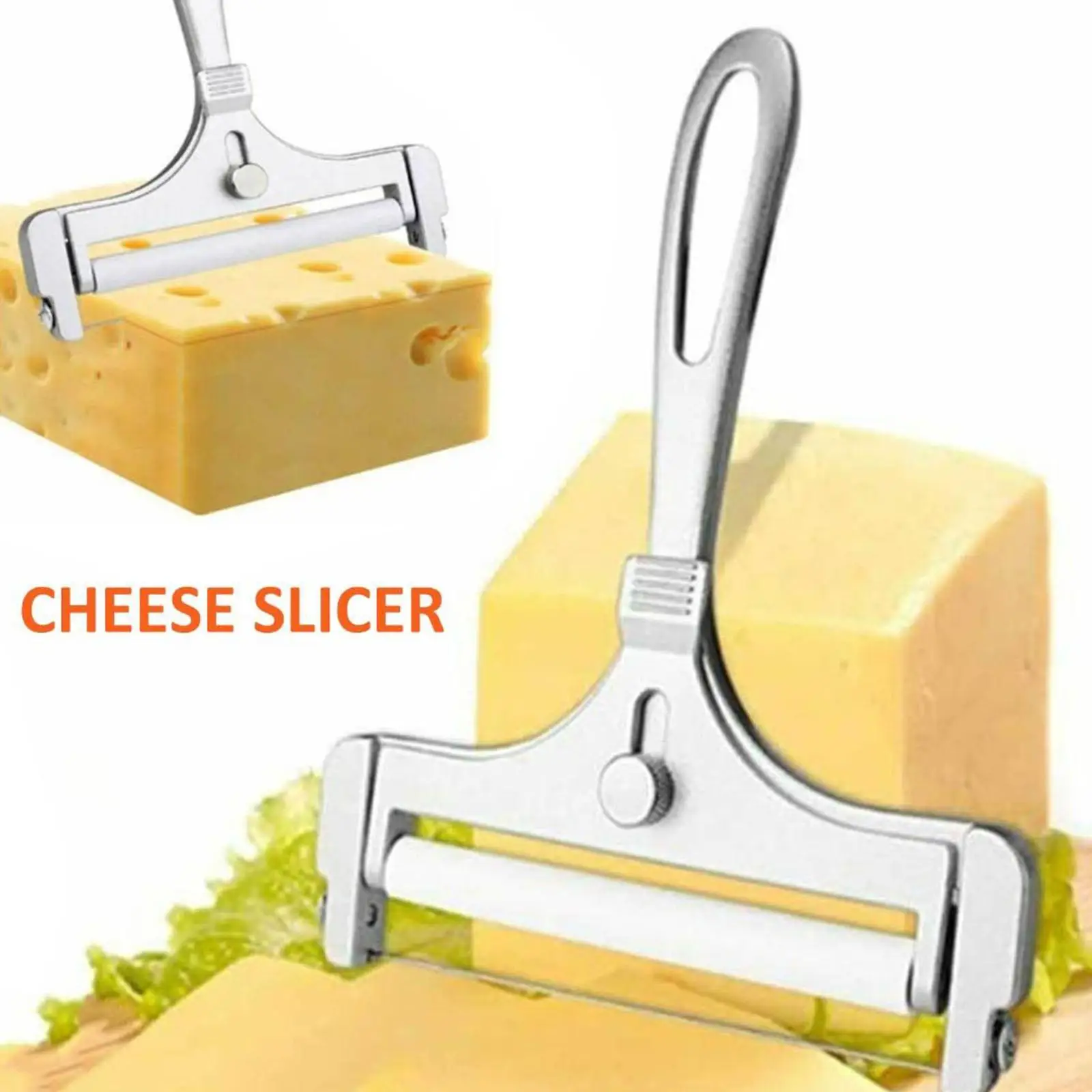 Premium Stainless Steel Cheese Slicer With Wire Adjustable Thickness Cheese Butter Cutter For Effortless Cutting Cheese Gadget