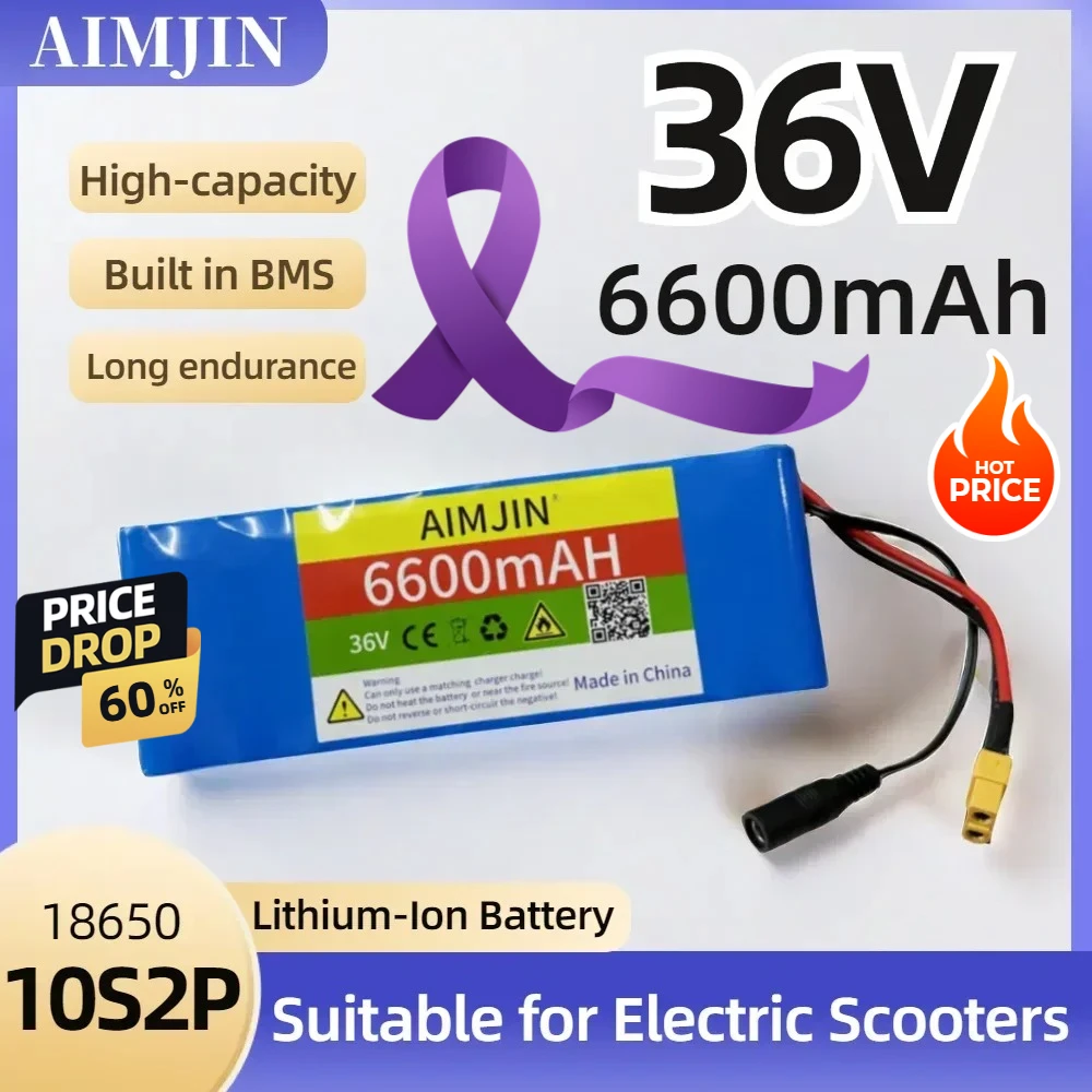 

10S2P 36V 6600mAh Lithium-ion Rechargeable Battery Pack for Double Wheel Balance Vehicle Electric Scooters