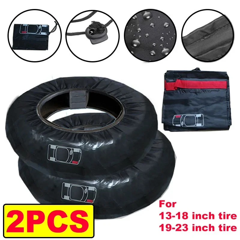 

2x Universal Car Spare Tire Cover Case Polyester Auto Wheel Tires Storage Bags Vehicle Tyre Waterproof Dustproof Wheel Protector