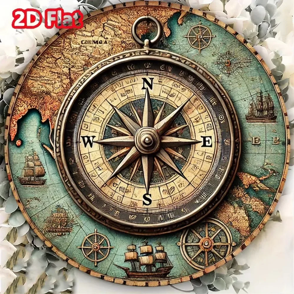 علامة معدنية كلاسيكية كلاسيكية بوصلة بحرية: ديكور داخلي/خارجي متين، هدية مثالية لمحبي المعيار