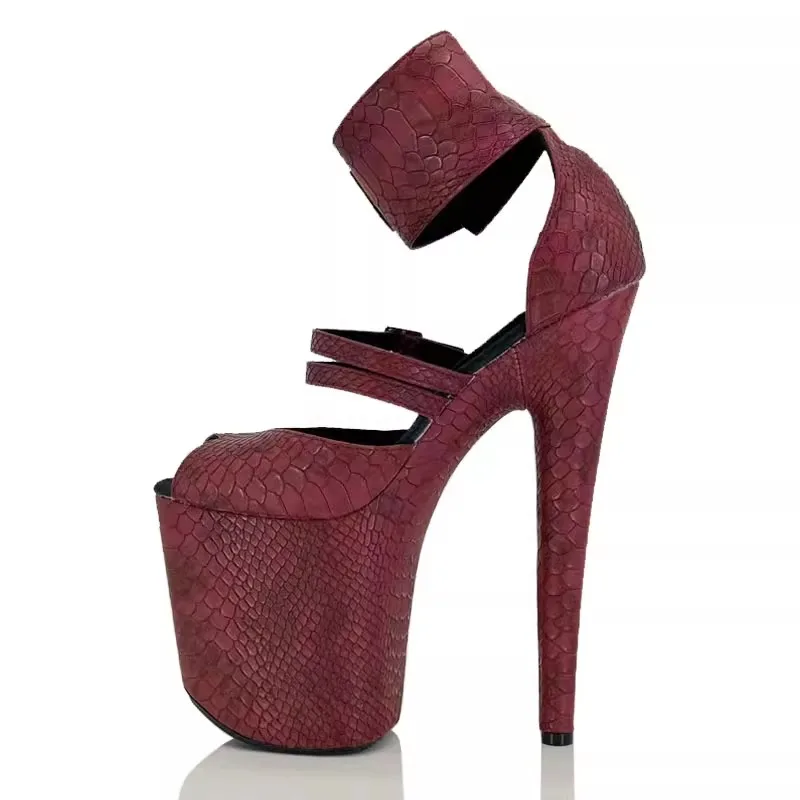 New 20CM Sexy Serpentine High Heel Sandals with Big Fish Mouth Steel Pole Dance High End Women's Shoes