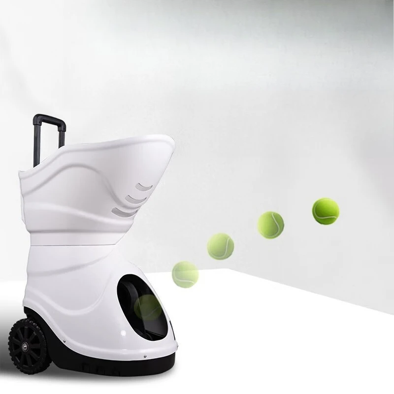 

Tennis serve machine practitioner throwing tennis racket hand glue sparring tennis training.