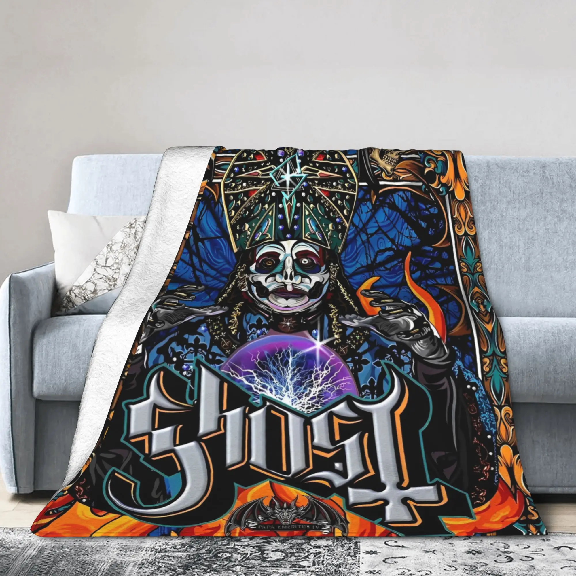 Ghost Band Metal Rock Blanket Music Flannel Vintage Warm Throw Blanket for Chair Covering Sofa Spring Autumn